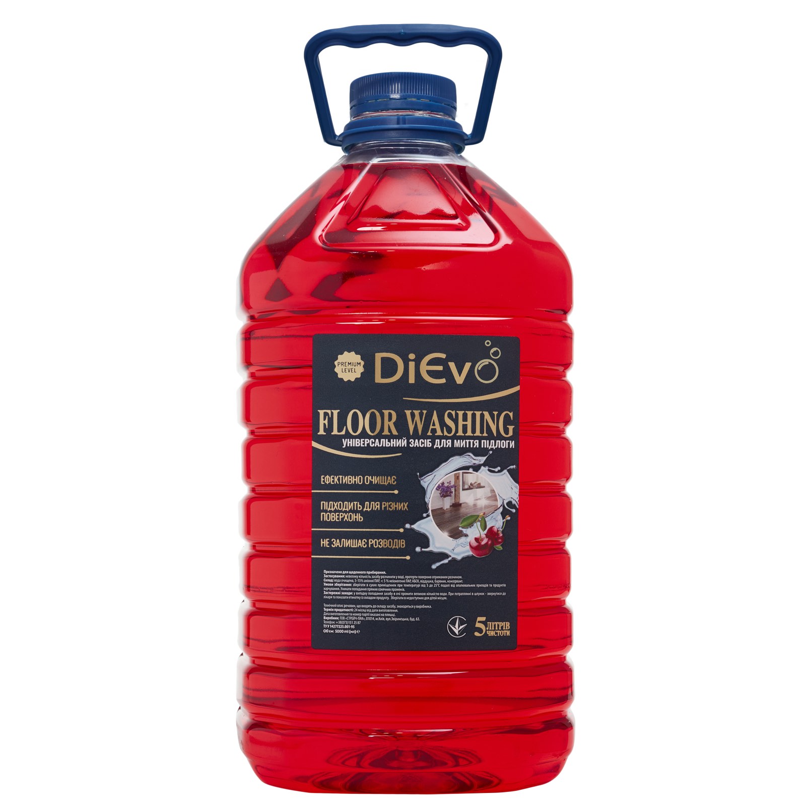 Засіб для миття підлоги Вишня Premium ТМ DiЄvo 5л ПЕТ